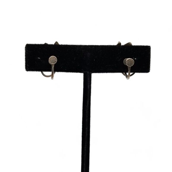 Vintage Sterling Silver Earrings Screw Back Budding Flower With Stem Minimalist - Picture 3 of 7